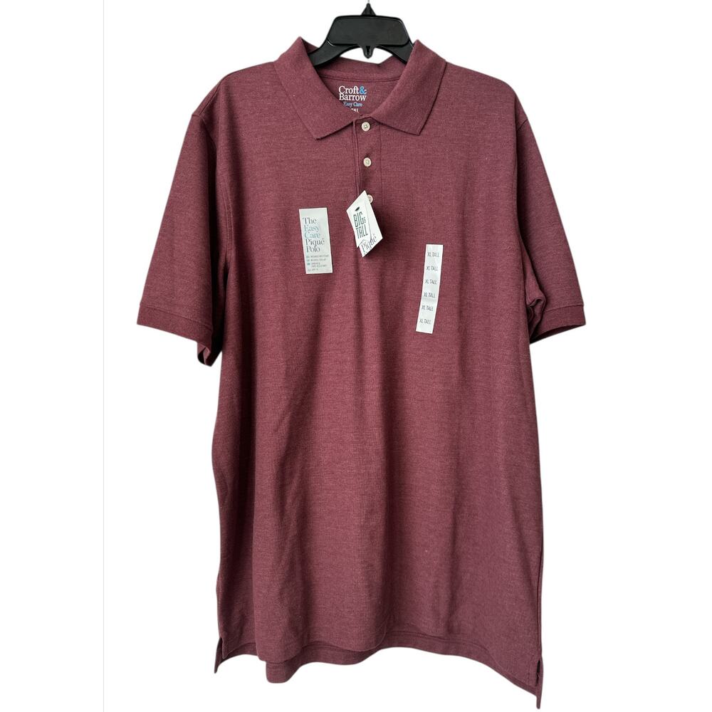 Croft & Barrow Maroon Polo Shirt Mens Big & Tall Size XL Easy Care Cotton Blend